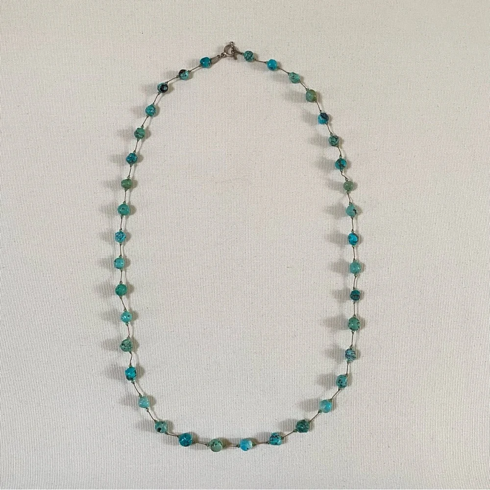MARGO MORRISON TURQUOISE NECKLACE 36” HANDMADE - Picture 5 of 15